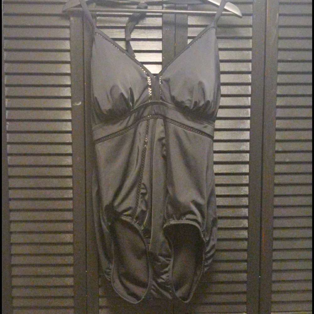 Black one piece bathing suit